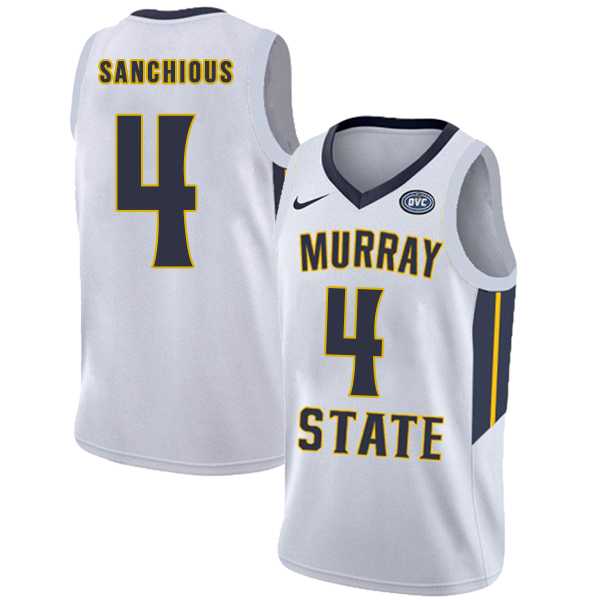 Murray State Racers #4 Brion Sanchious White College Basketball Jersey